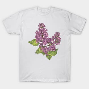 Hand-drawn lilac flower T-Shirt